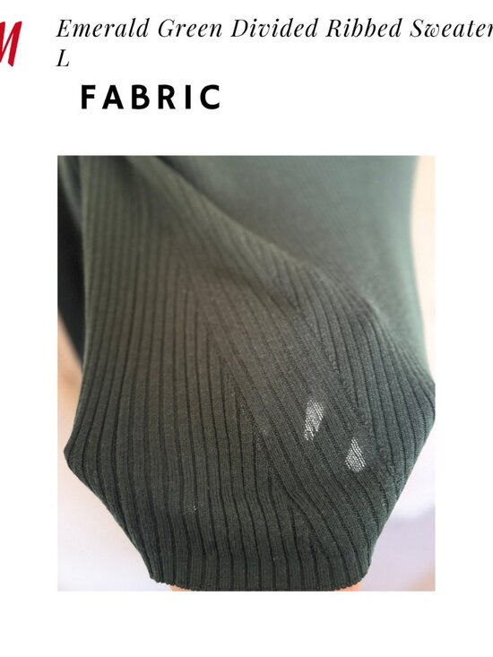 Divided Ribbed Emerald Green Sweater - L - Picture 2 of 9